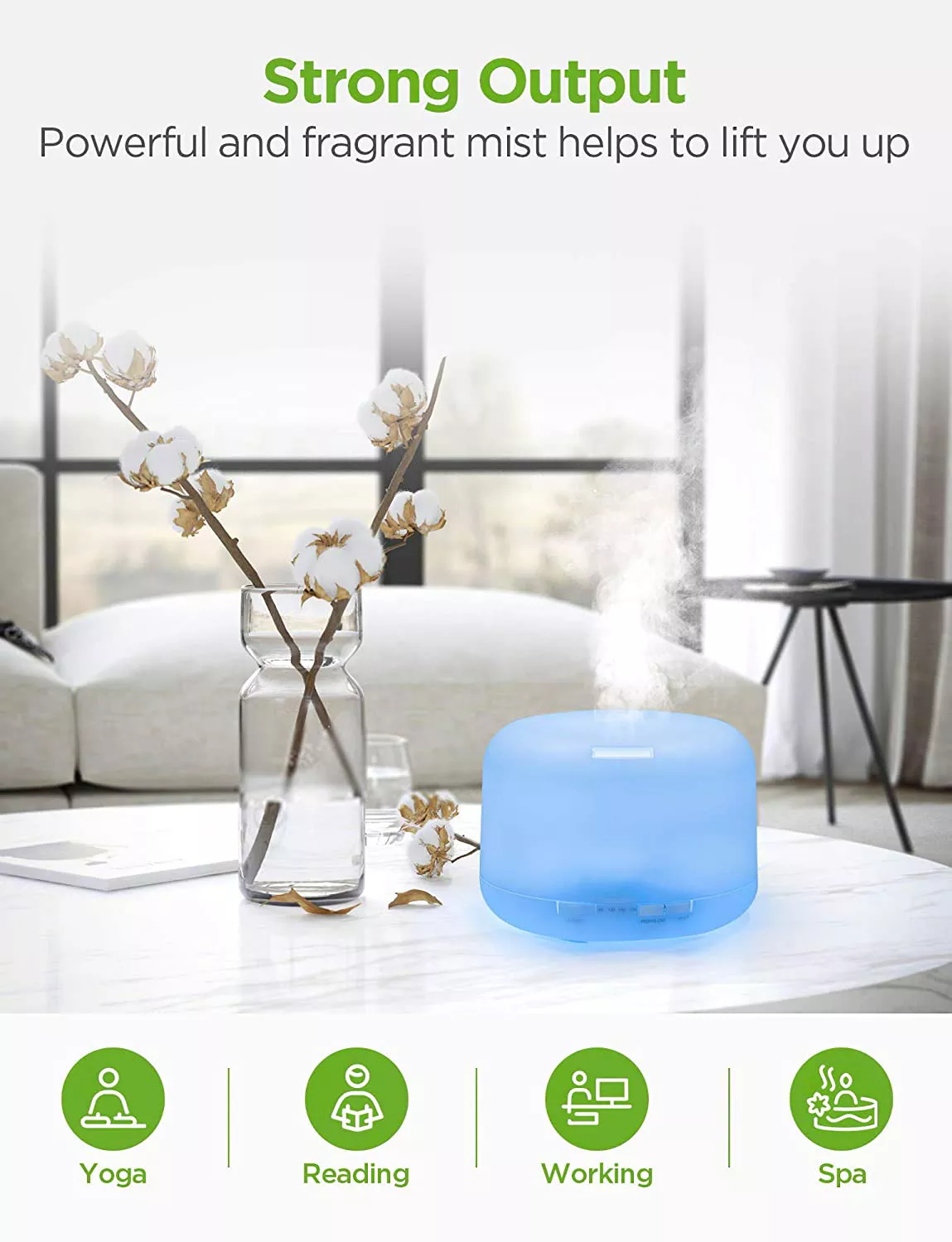 Ultra Sonic Aroma Diffuser Humidifier - Quiet Multi colored