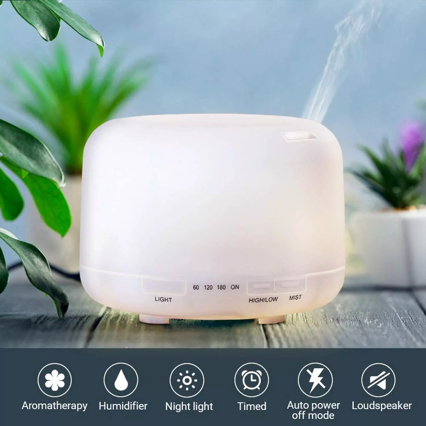 Ultra Sonic Aroma Diffuser Humidifier - Quiet Multi colored