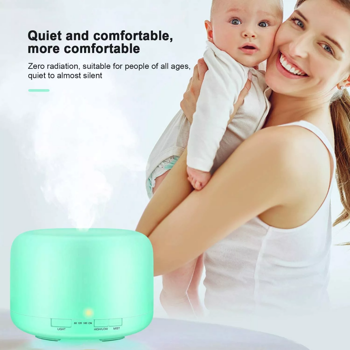 Ultra Sonic Aroma Diffuser Humidifier - Quiet Multi colored