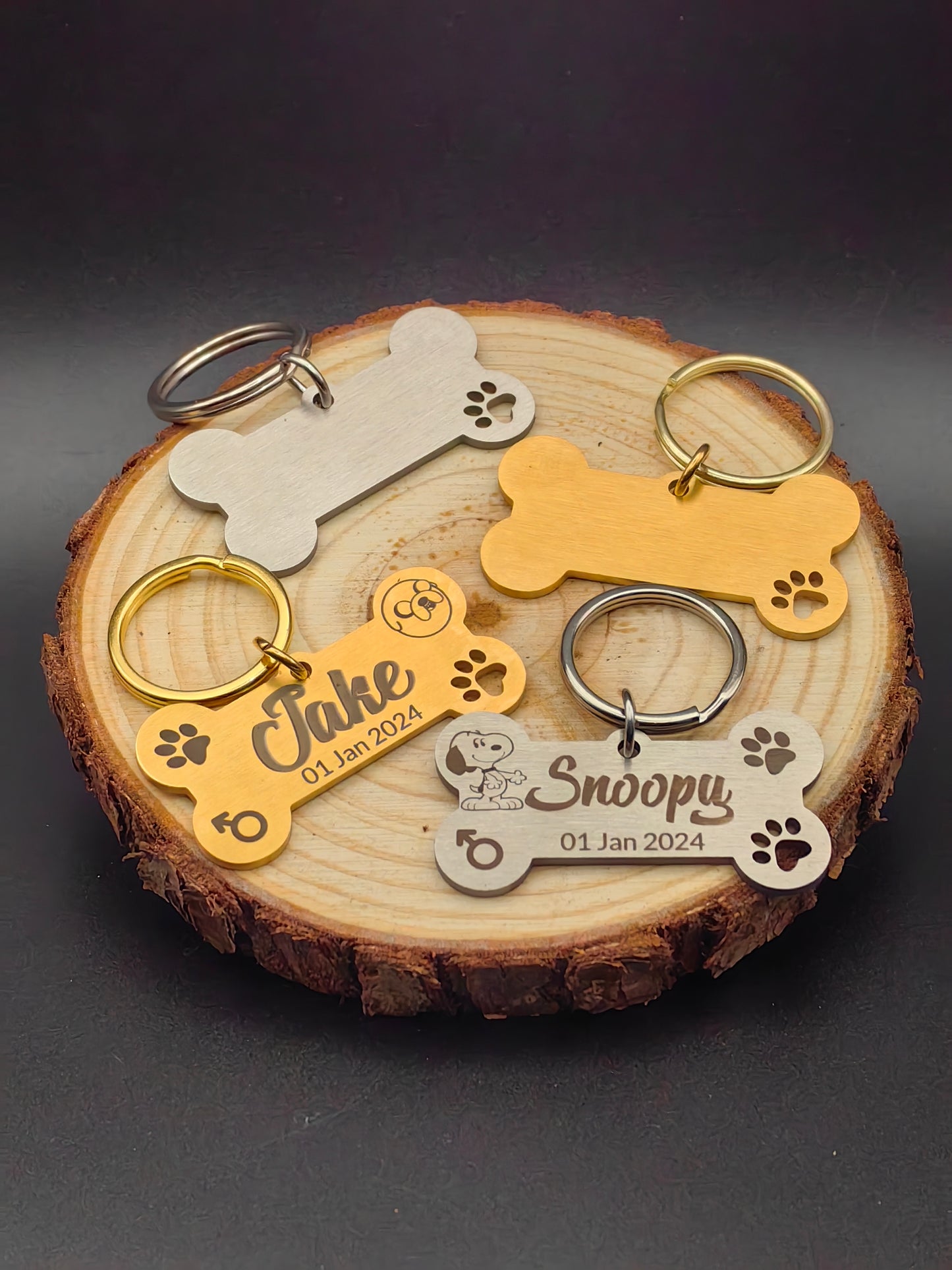 Personalized Custom-made Anti-lost Pet Tag Stainless Steel Bone Shape