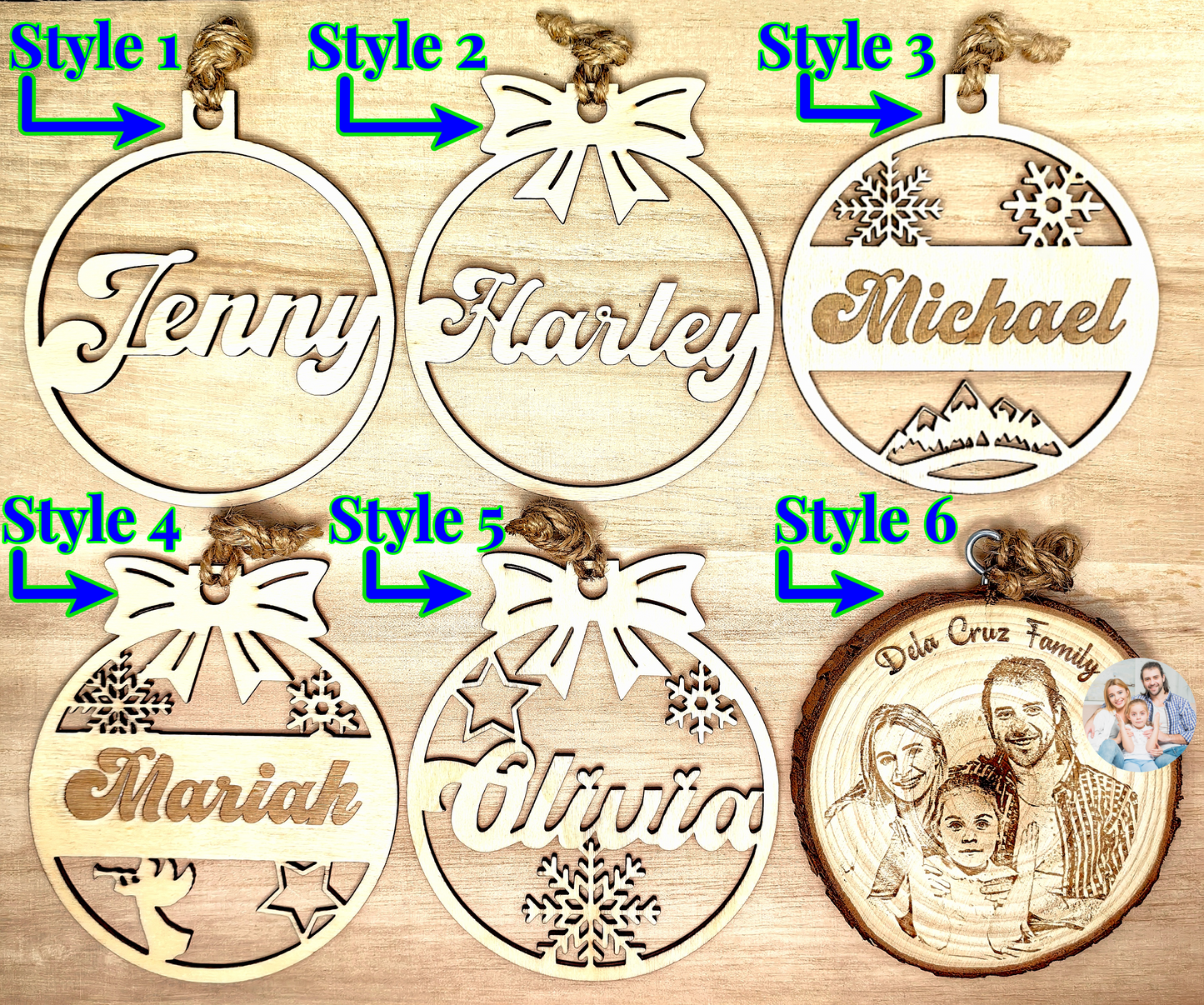 Personalized Custom-made Wooden Ornament Christmas Tree Decoration