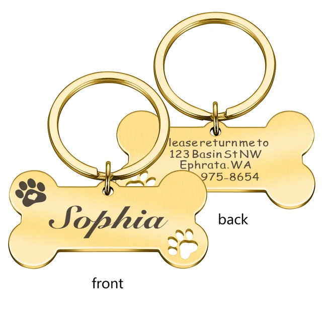 Personalized Custom-made Anti-lost Pet Tag Stainless Steel Bone Shape