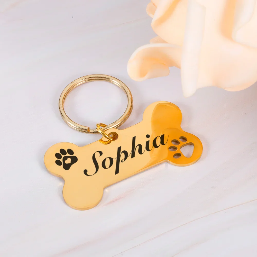 Personalized Custom-made Anti-lost Pet Tag Stainless Steel Bone Shape