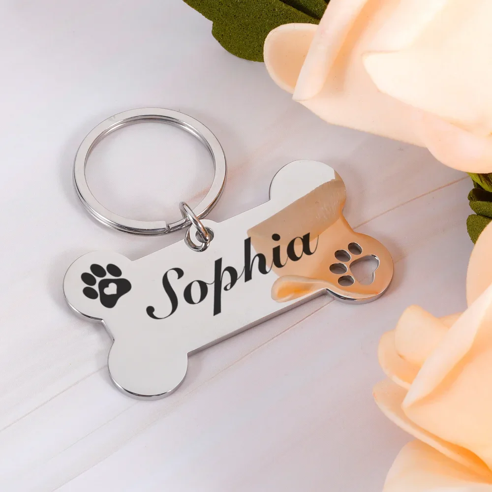 Personalized Custom-made Anti-lost Pet Tag Stainless Steel Bone Shape