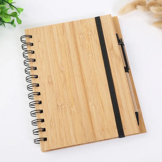 Personalized Custom-made Bamboo Notebook / Diary / Journal Book - Eco Friendly Sustainable Gift with Recycled Paper