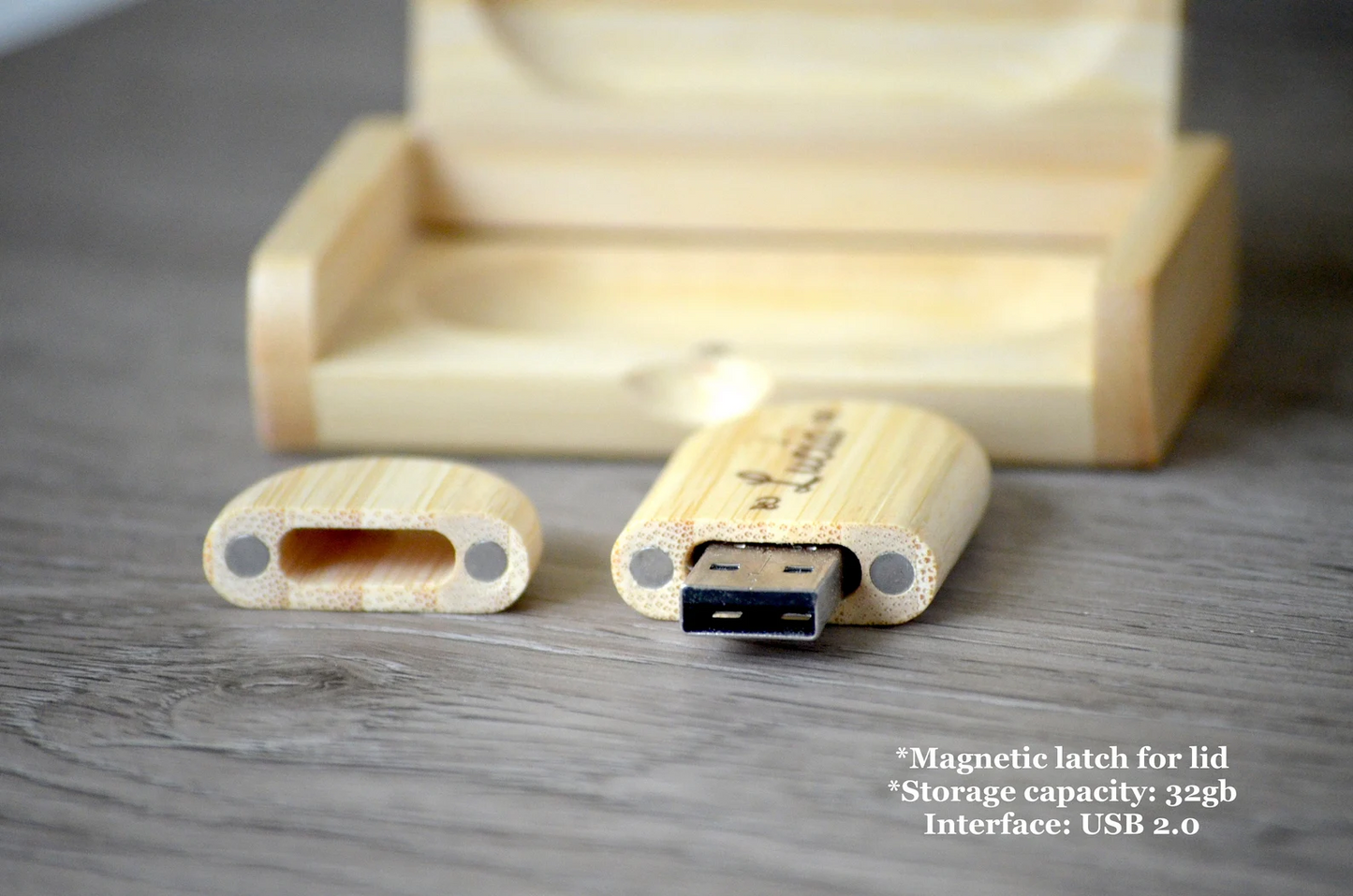 Personalized Custom-made Bamboo Wooden Flash Drive USB 4GB, 32GB